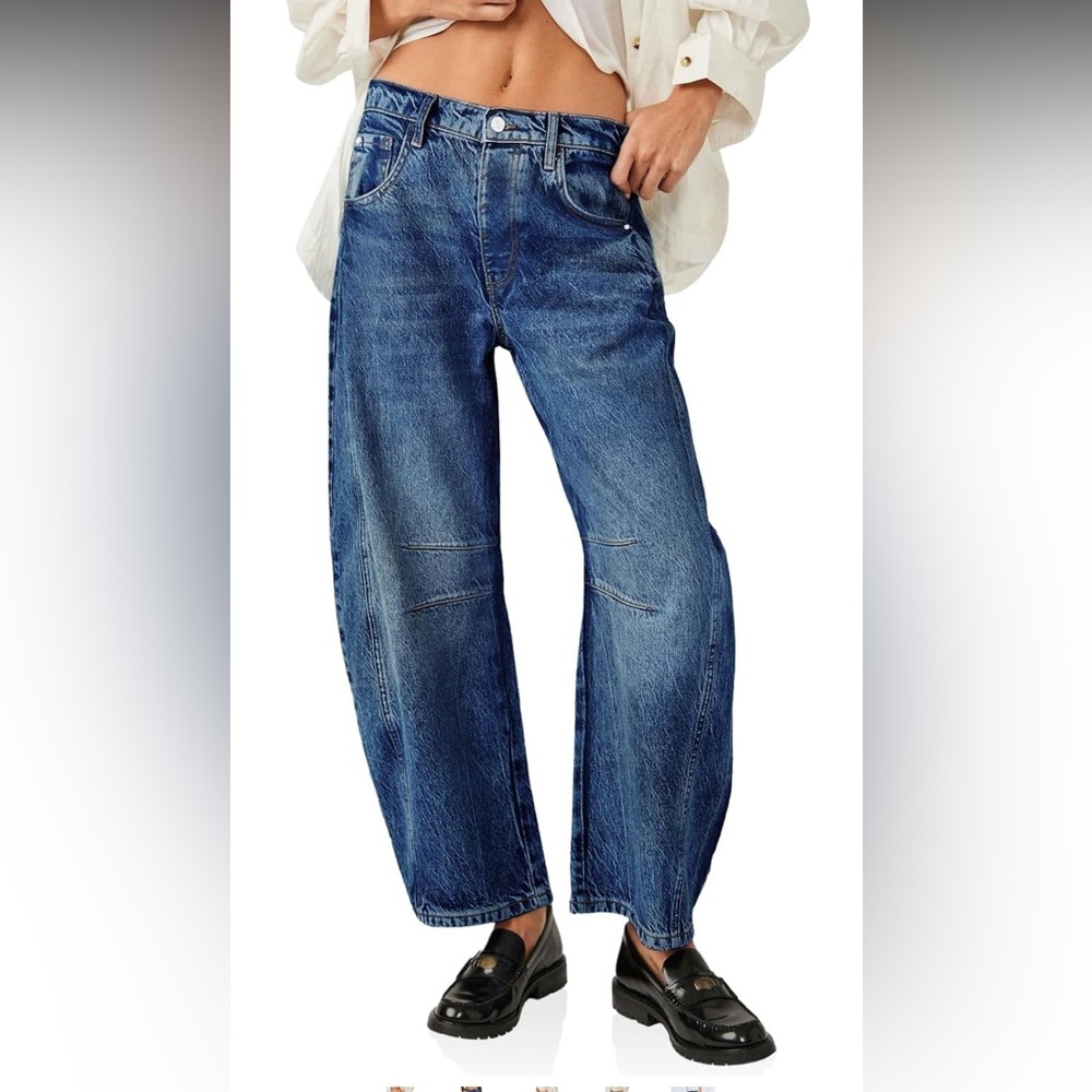 Medium-Dark Blue Denim Jeans with QR Code Tag